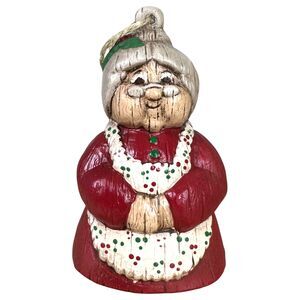 Vintage 90s Ceramic Mrs. Claus Handpainted Ornament 4.5 inches tall